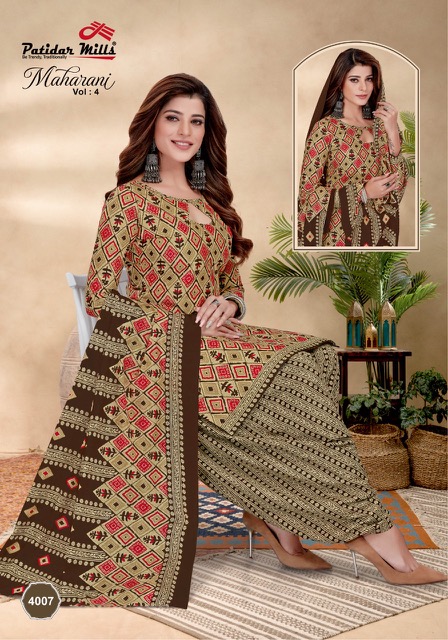 Patidar Maharani Vol-4 Cotton Designer Patiyala Dress Material